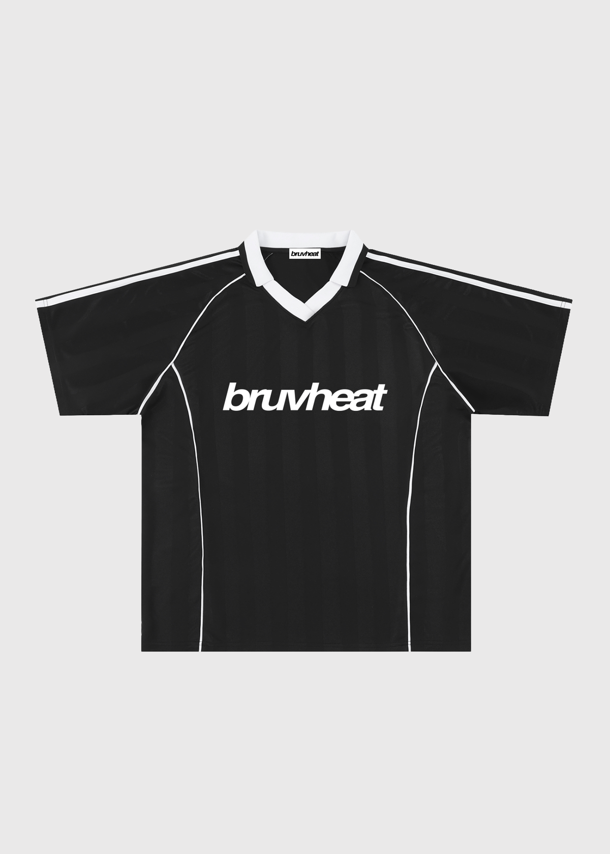 Cooper Black & White Striped Collared Soccer Jersey