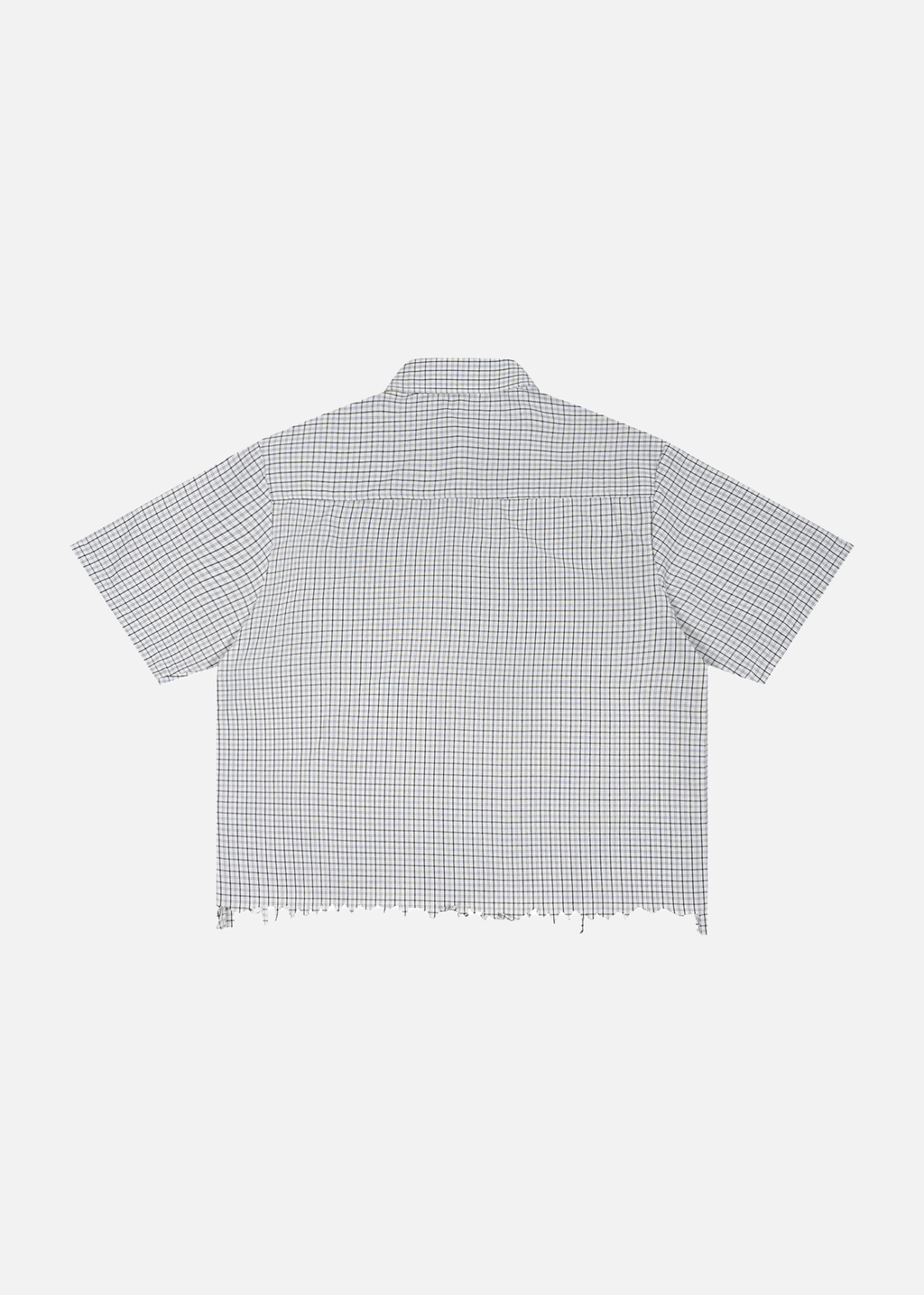 Hermosa Distressed White Plaid Boxy Shirt