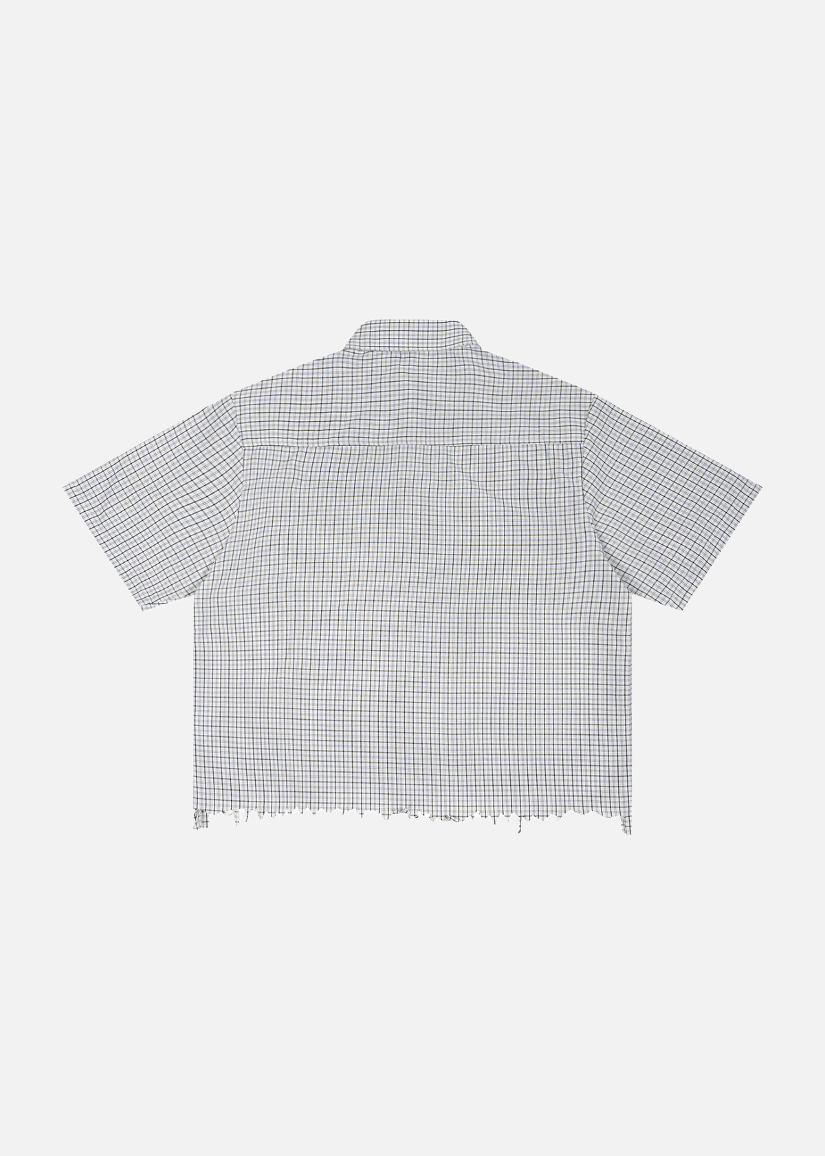 Hermosa Distressed White Plaid Boxy Shirt