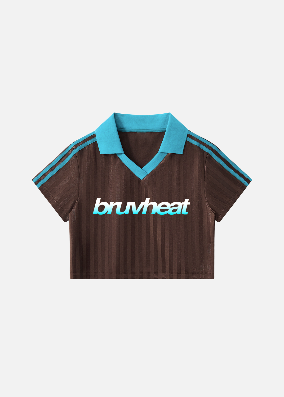 Joran Coffee & Blue Contrast-Collar Striped Cropped Soccer Jersey