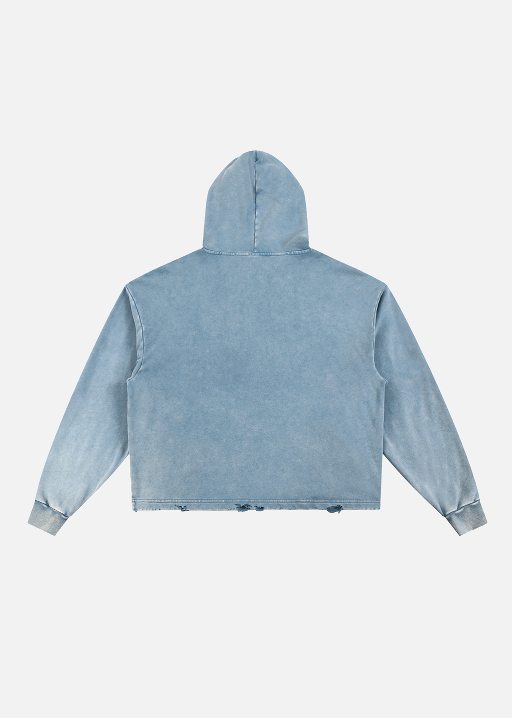 Alpine Vintage Washed Blue Frayed-Hem Hoodie