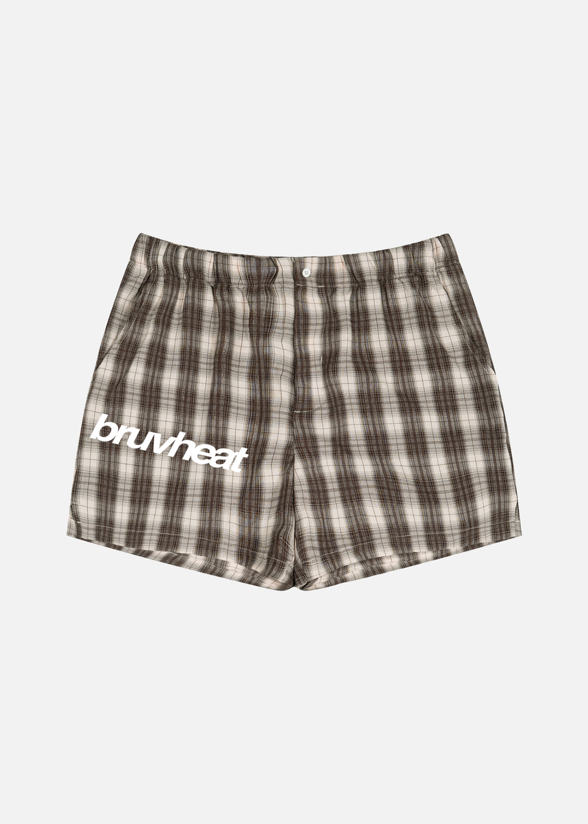 Hudson Brown & Apricot Plaid Loose-Fit Shorts