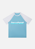 Frost Blue & White Contrast Raglan Mesh T-Shirt