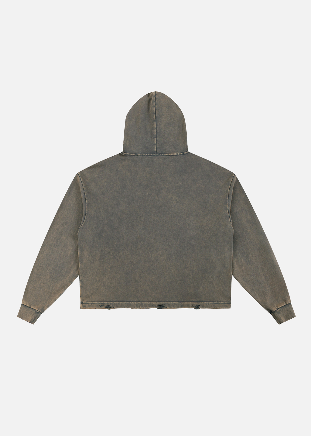 Declan Vintage Washed Grey Frayed-Hem Hoodie