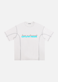 Blur White Contrast-Stitched Cotton T-Shirt
