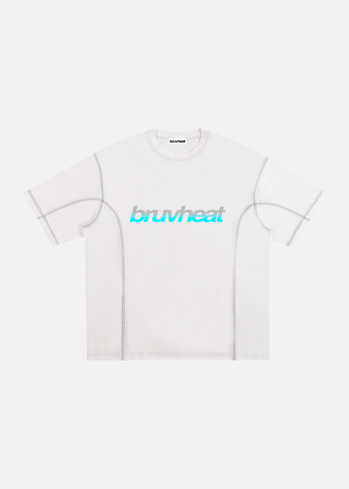 Blur White Contrast-Stitched Cotton T-Shirt
