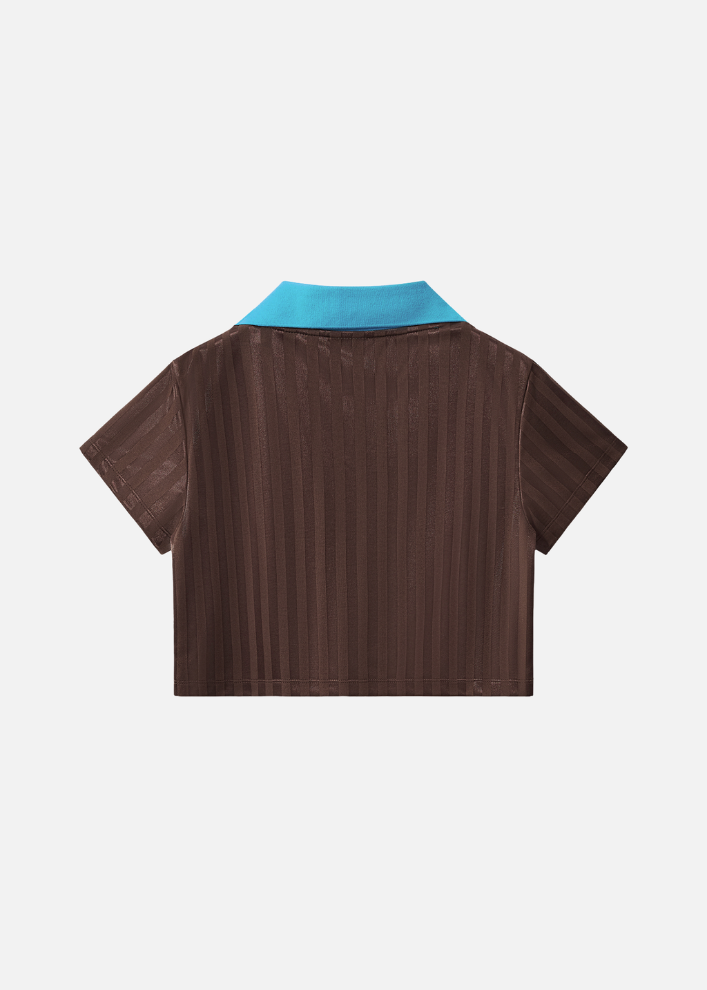 Joran Coffee & Blue Contrast-Collar Striped Cropped Soccer Jersey