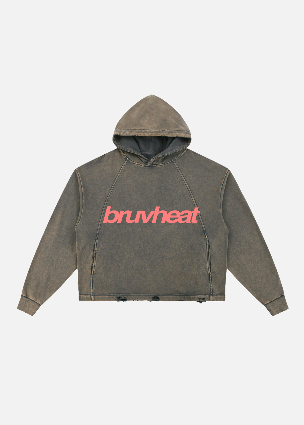 Declan Vintage Washed Grey Frayed-Hem Hoodie