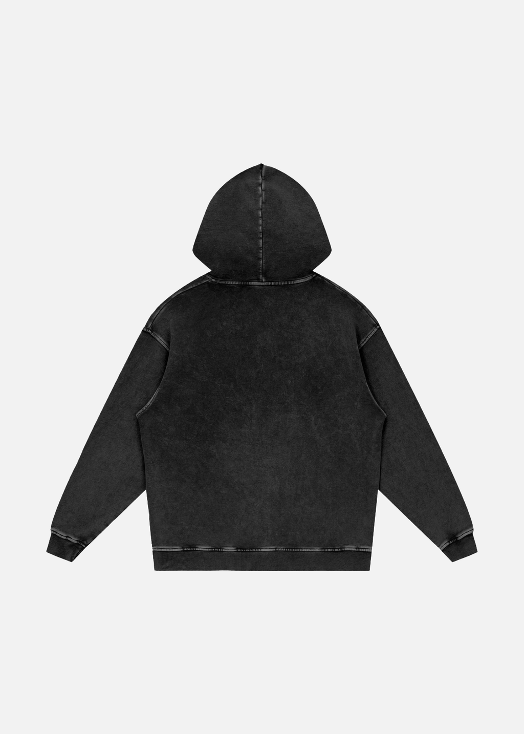 Haze Washed Black Loose-Fit Cotton Hoodie