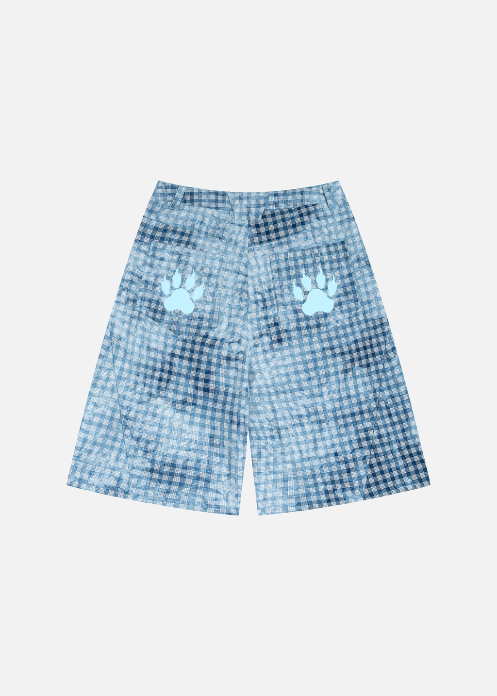 Chet Vintage Wash Blue Plaid Loose-Fit Shorts