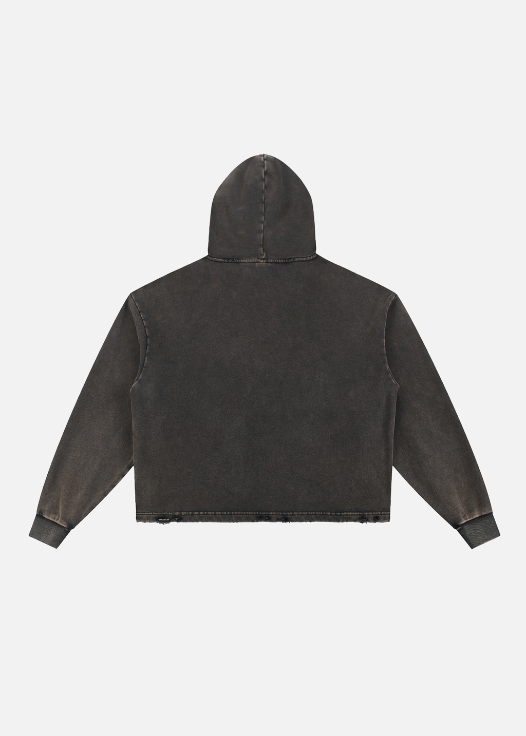 Declan Vintage Washed Black Frayed-Hem Hoodie