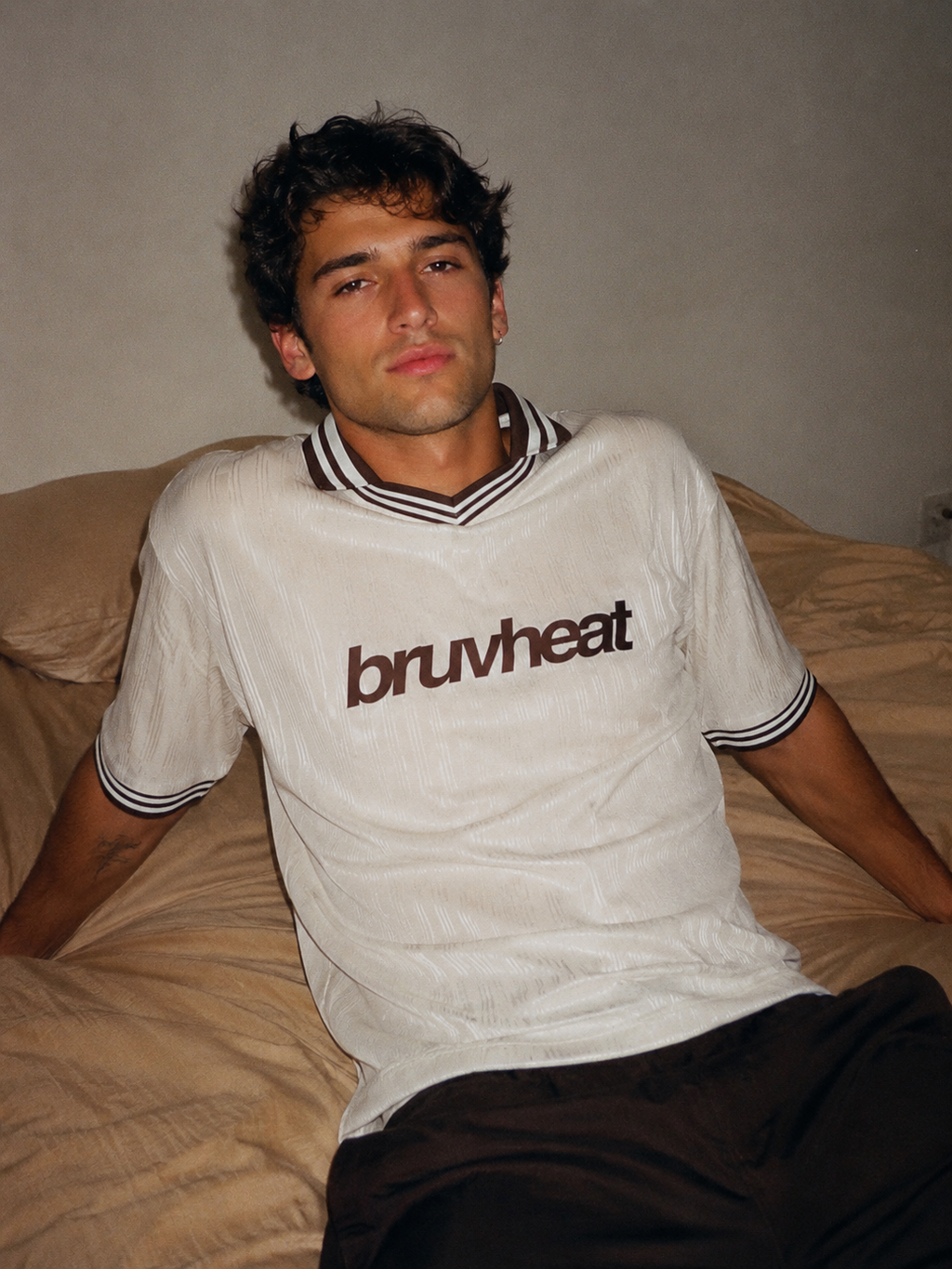Sawyer Apricot Contrast-Stripe Oversized Polo T-Shirt