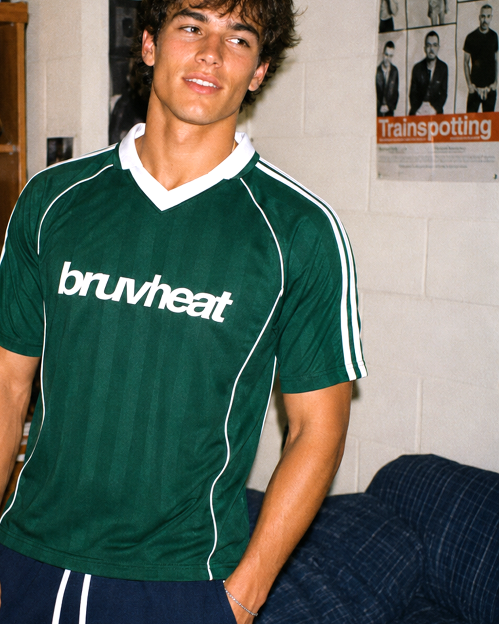 Austin Dark Green & White Striped Collared Soccer Jersey