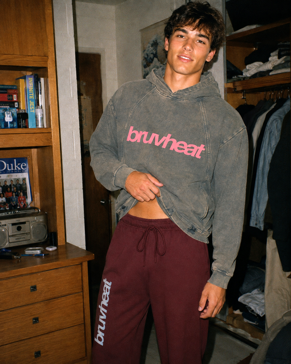 Landon Harvard Red Straight-Leg Sweatpants