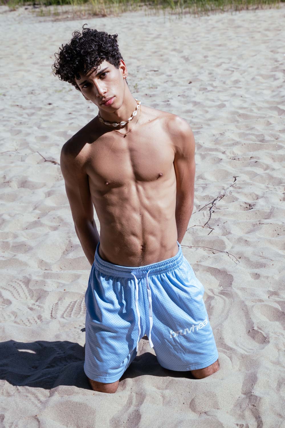 Brody Sky Blue Mesh Drawstring Shorts
