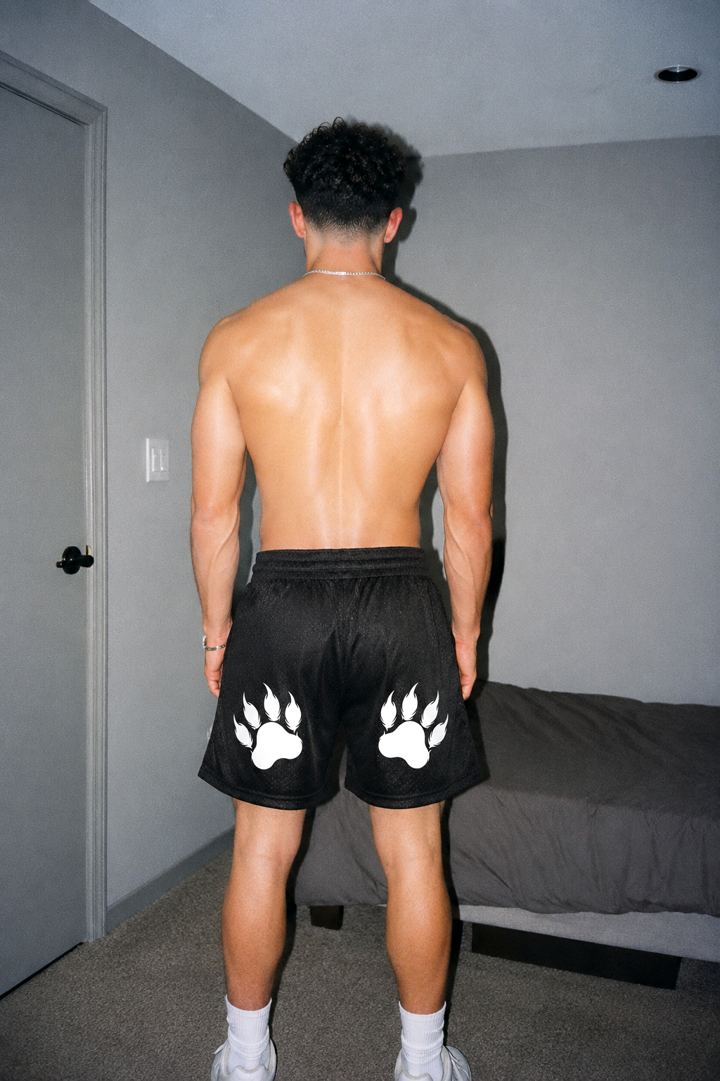 Brody Black Mesh Drawstring Shorts