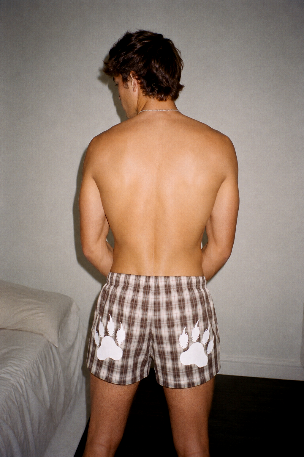 Hudson Brown & Apricot Plaid Loose-Fit Shorts