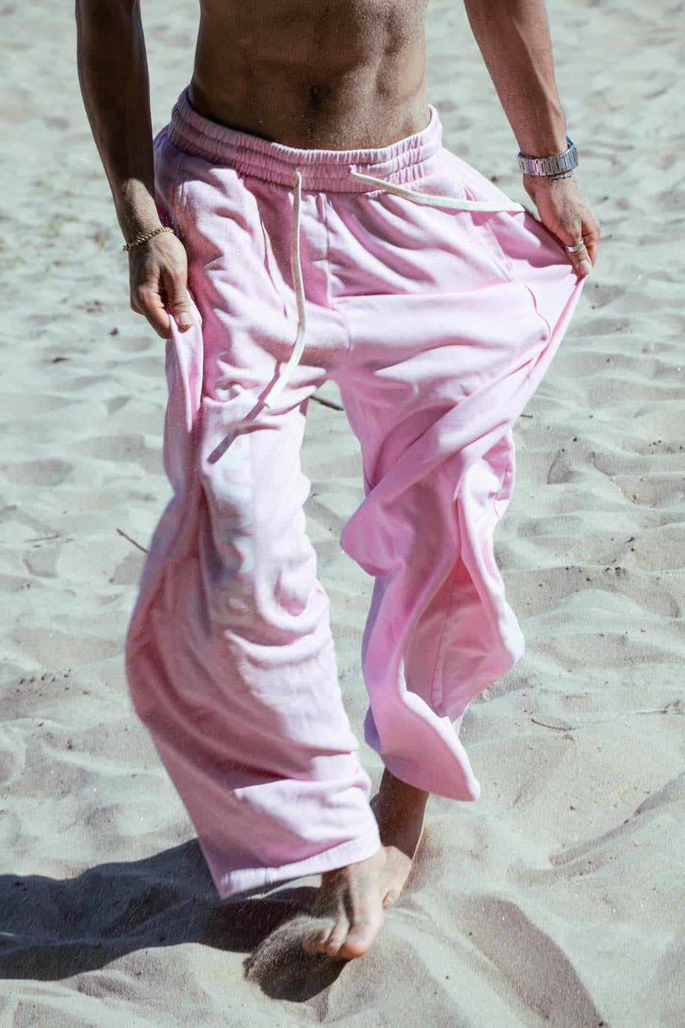 Babycat Mineral Wash Pink Barrel-Leg Pants