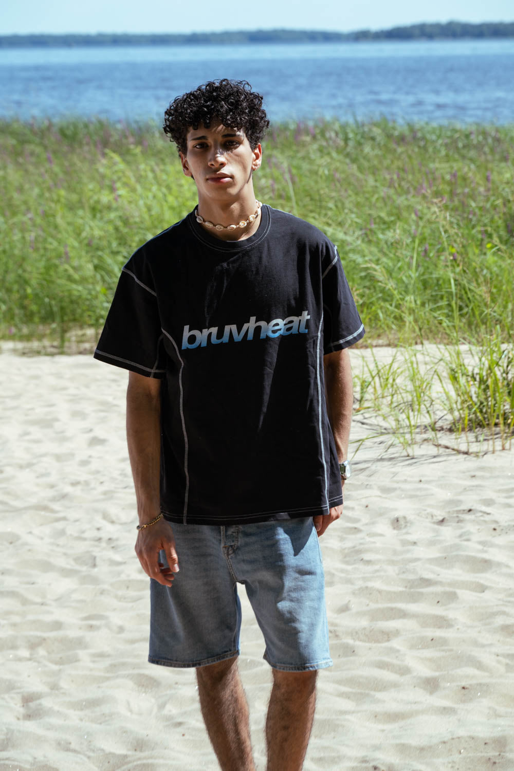 Mercer Black Contrast-Stitched Cotton T-Shirt