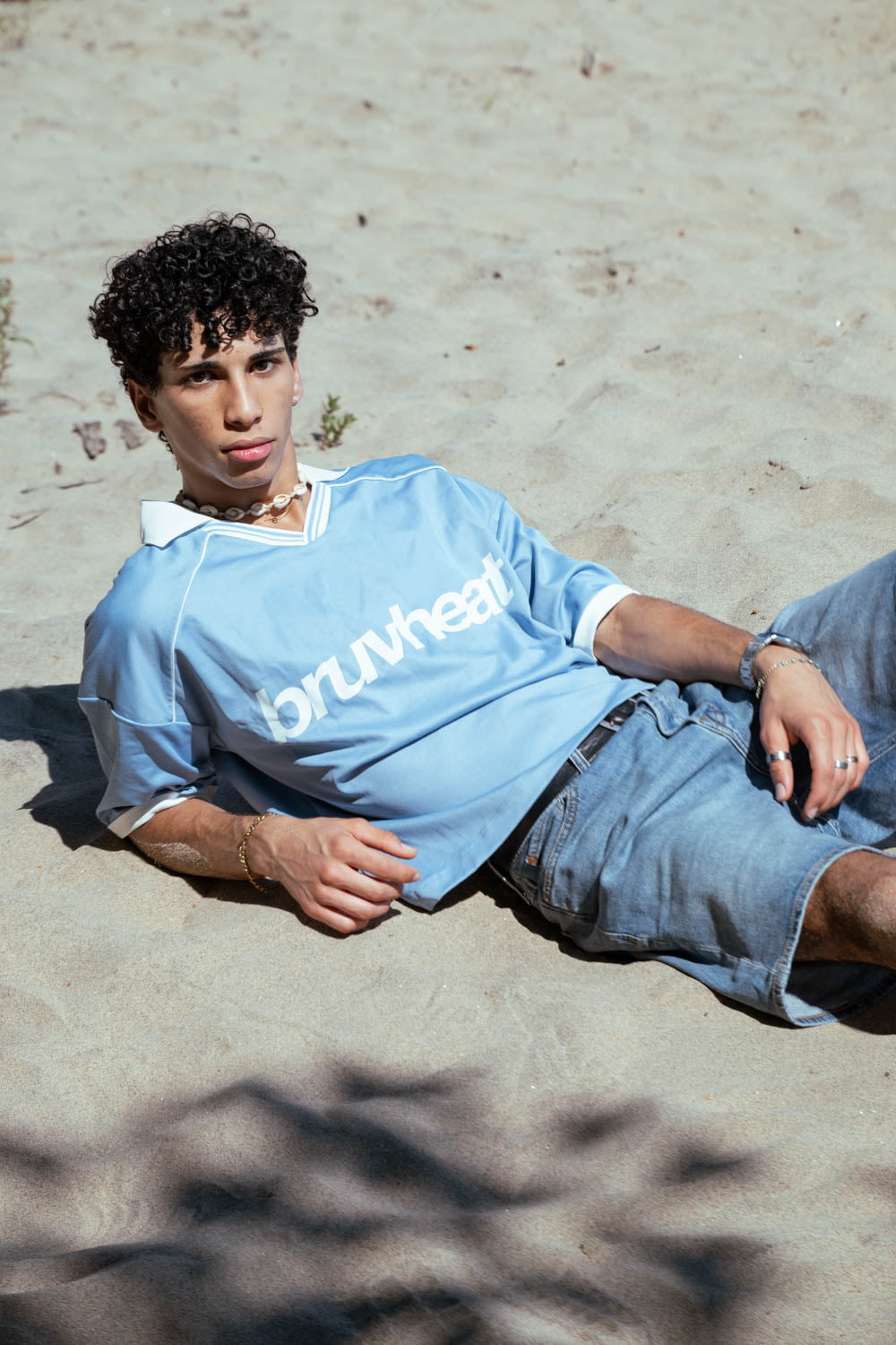 Crusher Blue Collared-Piping Boxy Soccer Jersey