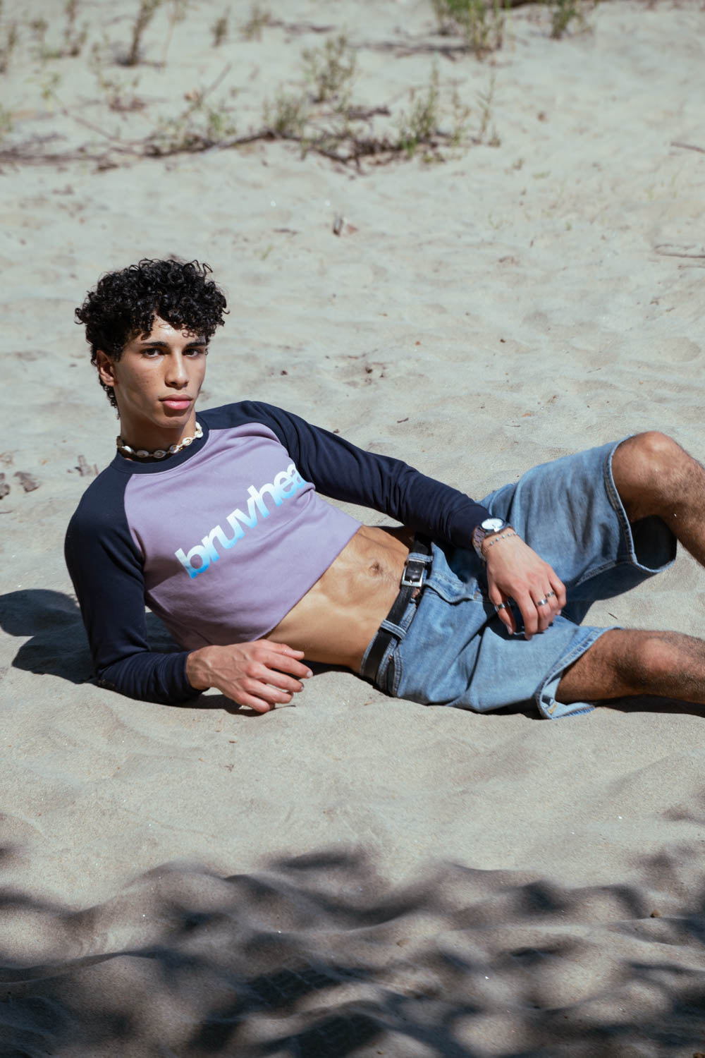 Vice Colour-Block Purple & Royal Blue Raglan Crop Sweatshirt