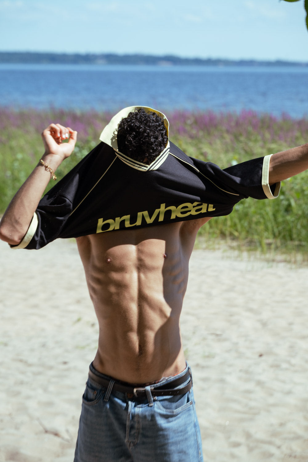 Rider Black Collared-Piping Boxy Soccer Jersey