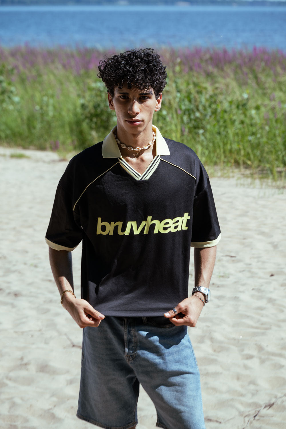 Rider Black Collared-Piping Boxy Soccer Jersey