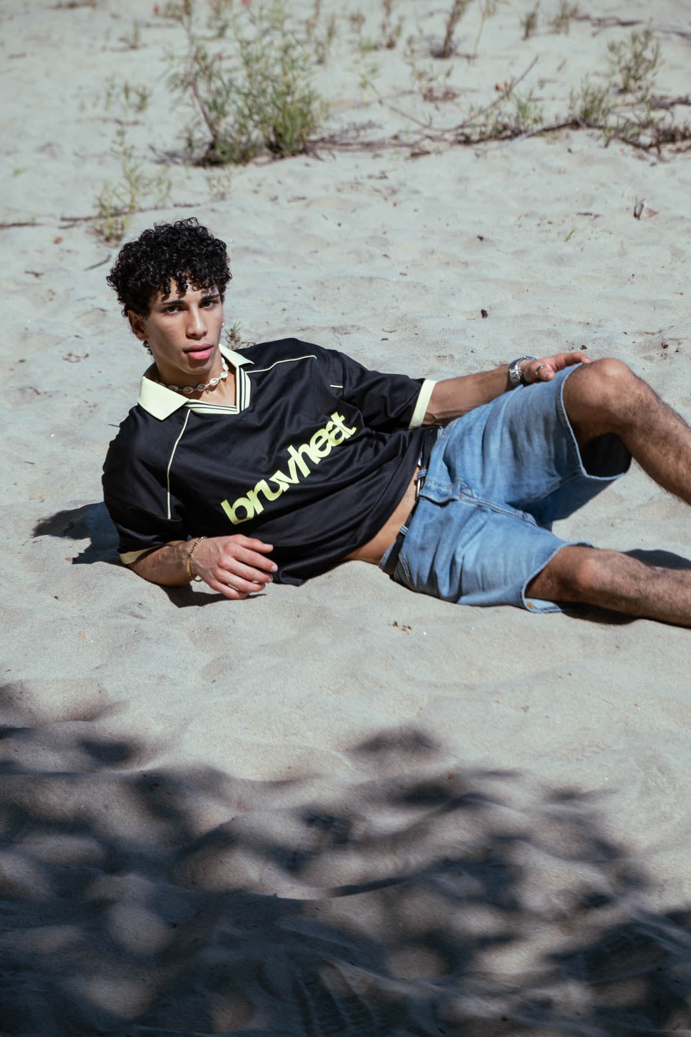Rider Black Collared-Piping Boxy Soccer Jersey