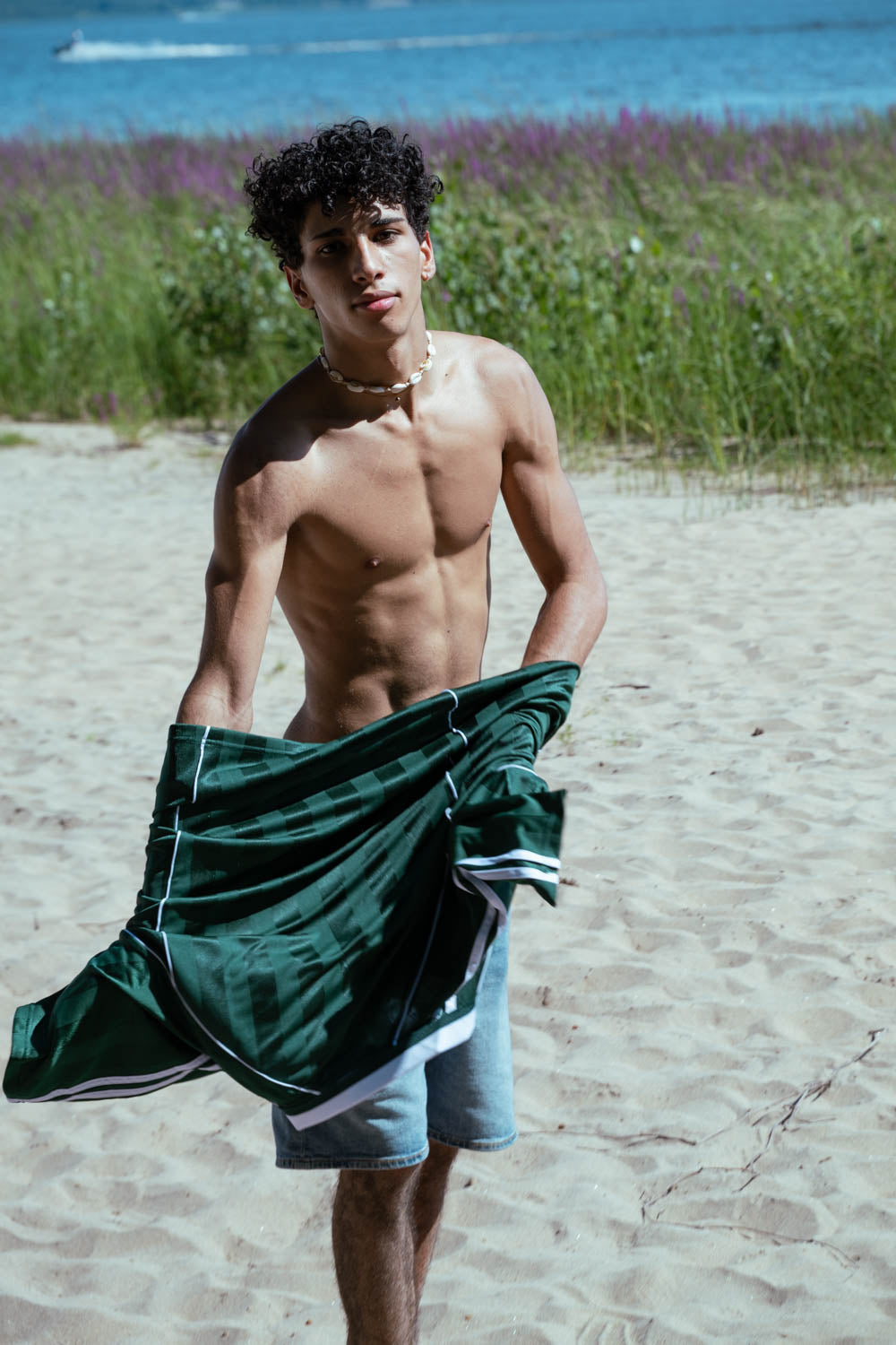 Austin Dark Green & White Striped Collared Soccer Jersey