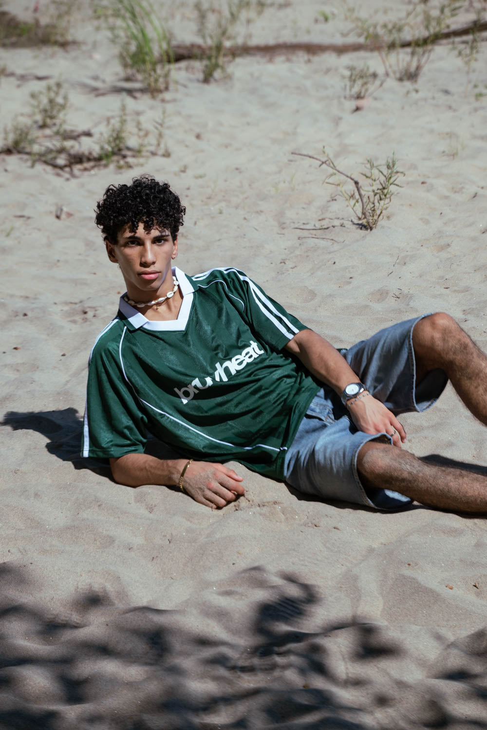 Austin Dark Green & White Striped Collared Soccer Jersey