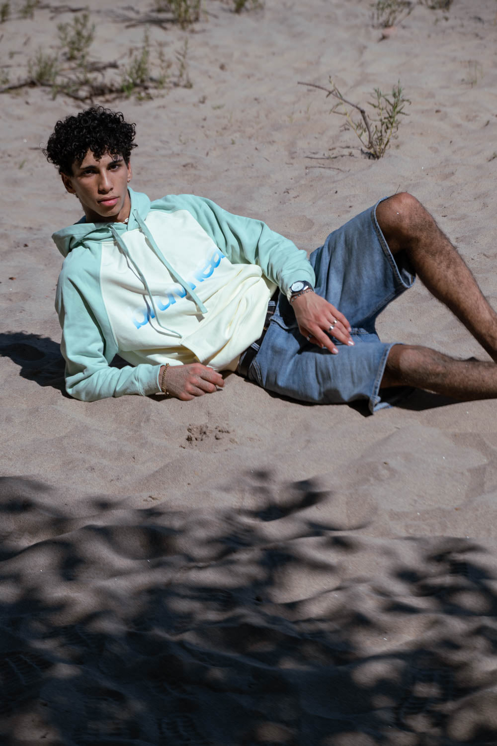Malibu Apricot & Green Raglan Hoodie