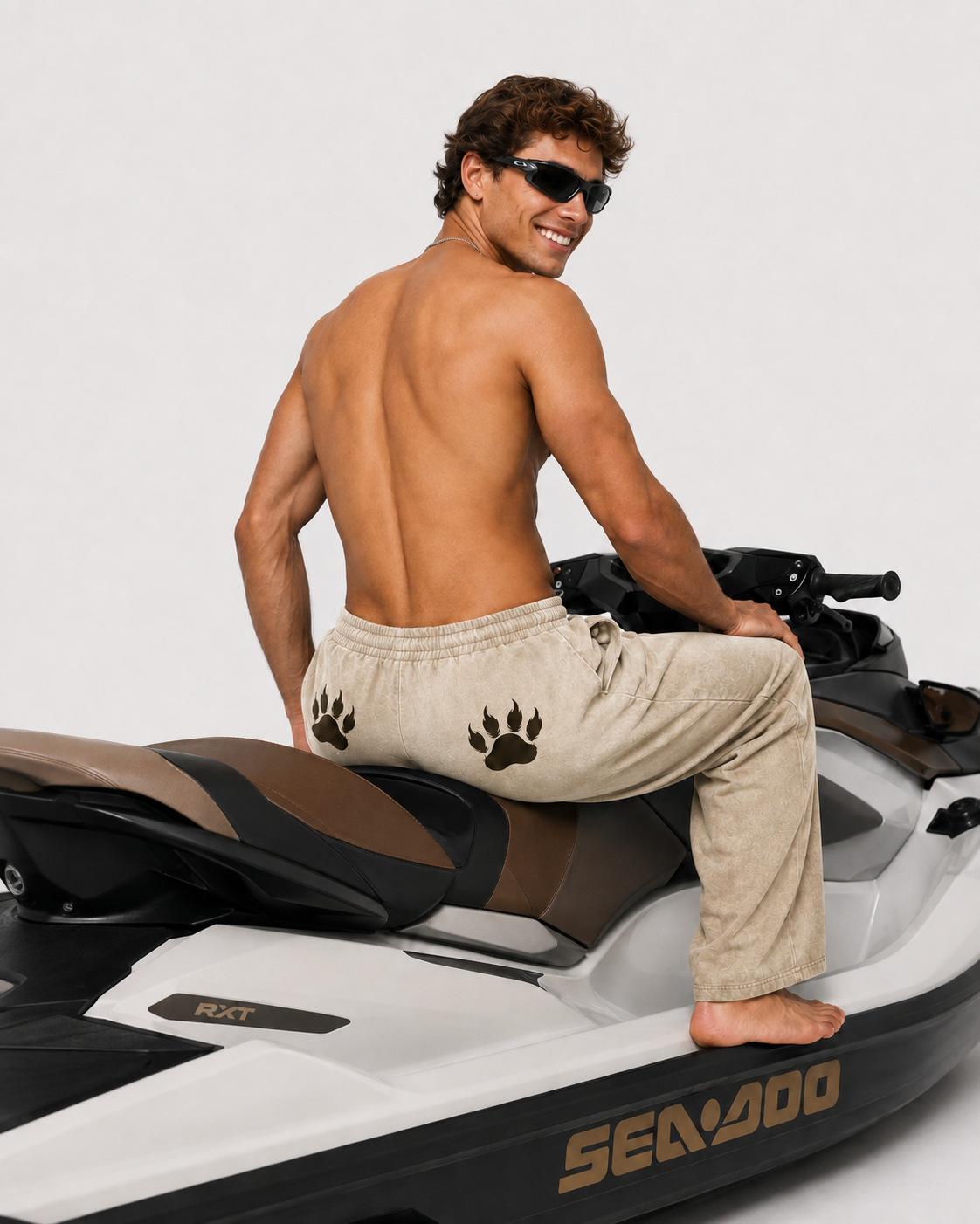Tahoe Mineral Wash Khaki Barrel-Leg Pants