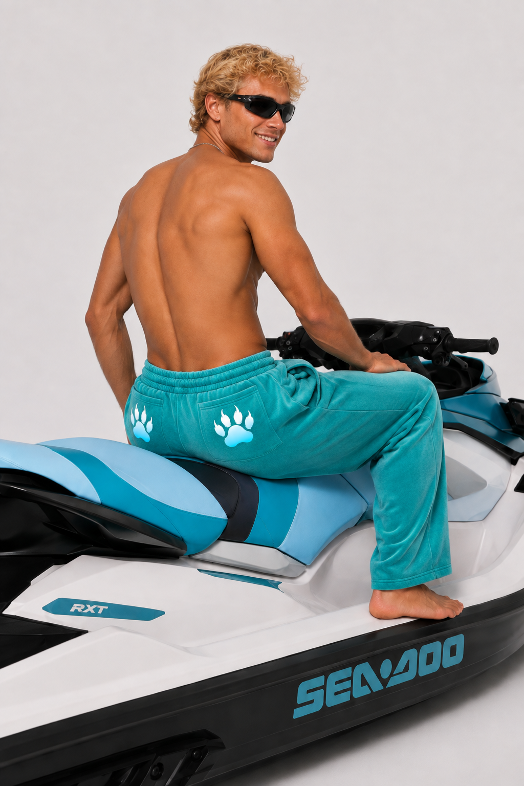 Stryker Sunfade Teal Wide-Leg Fleece Sweatpants
