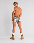 Hudson Brown & Apricot Plaid Loose-Fit Shorts