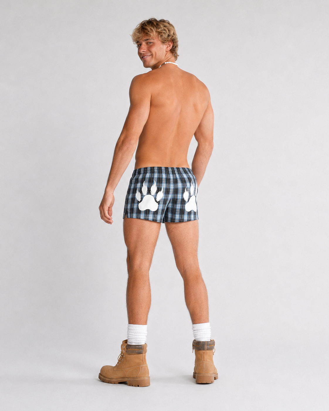 Hudson Brown & Blue Plaid Loose-Fit Shorts