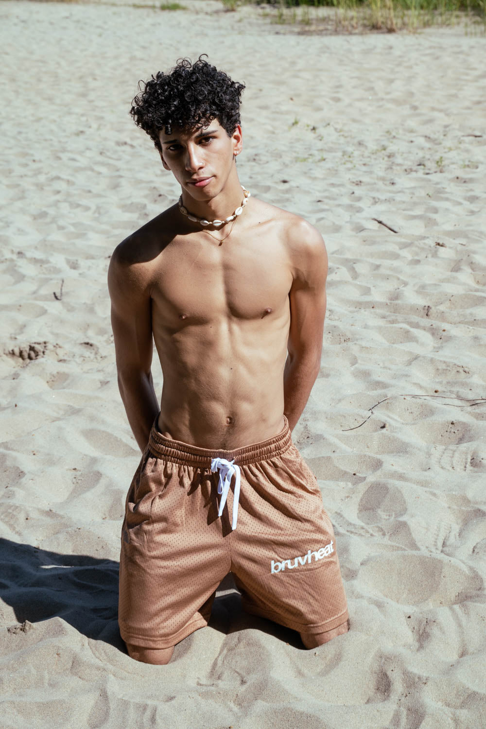 Brody Brown Mesh Drawstring Shorts