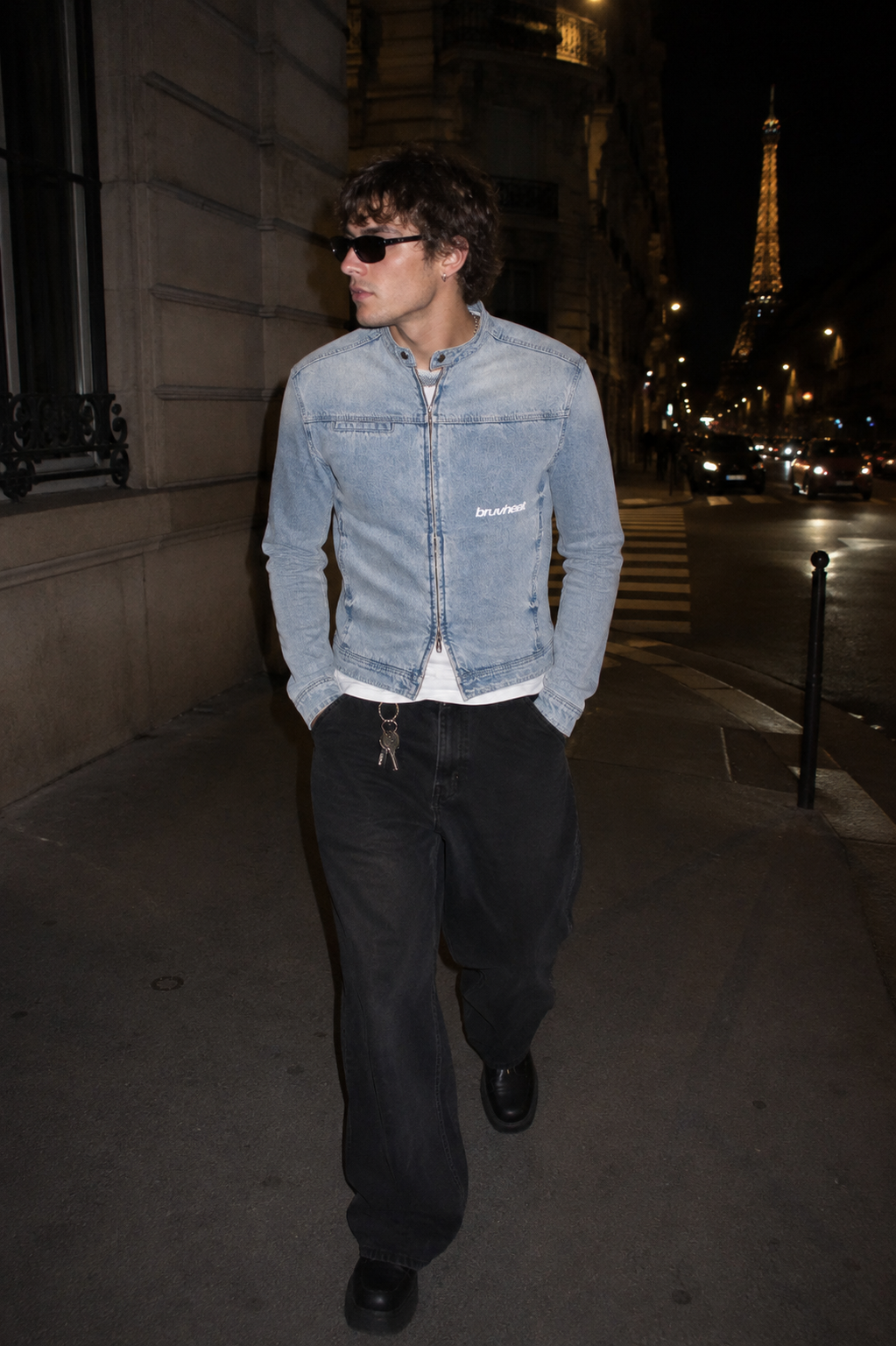 Mirage Vintage Wash Blue Zip Denim Jacket