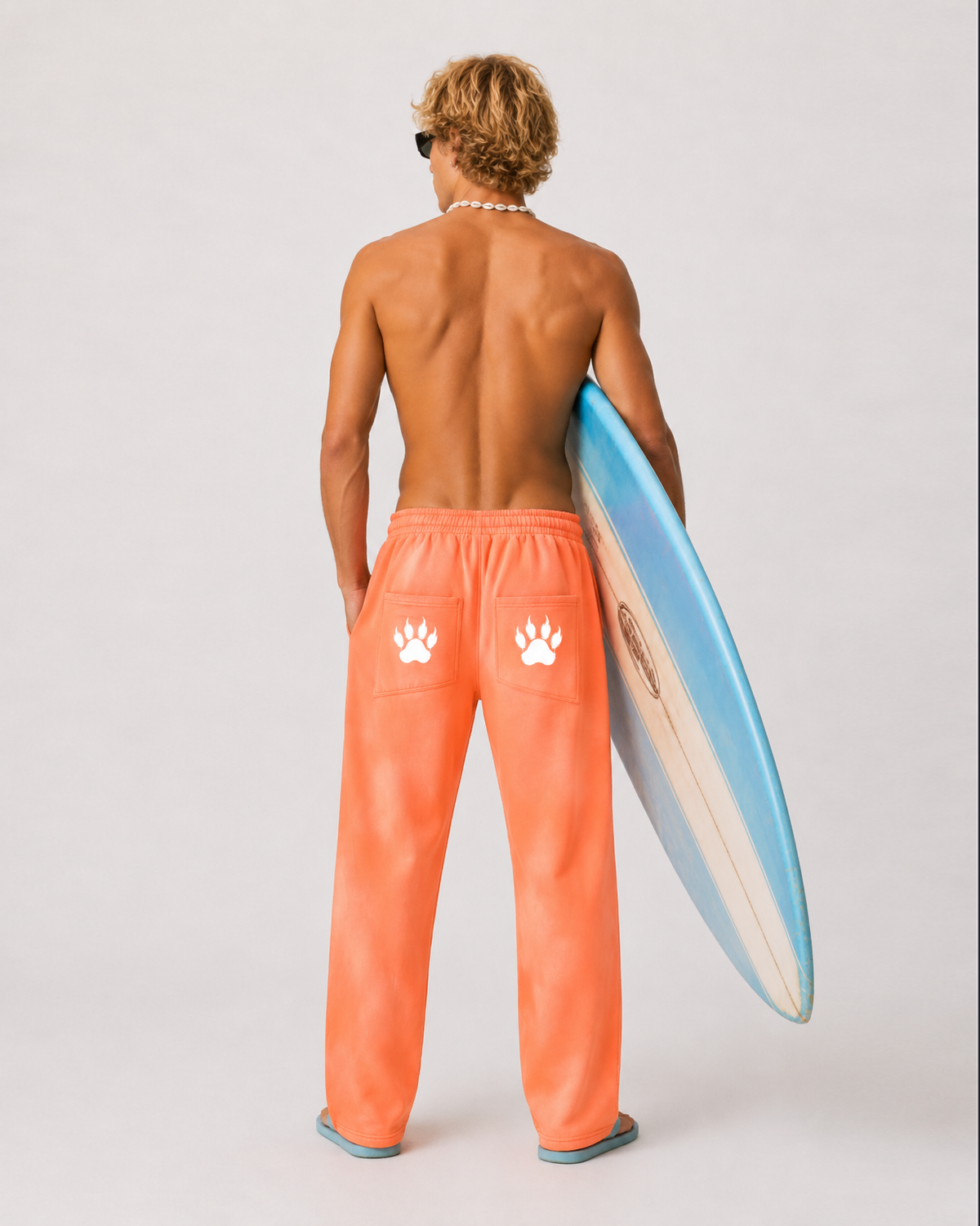 Stryker Sunfade Orange Wide-Leg Fleece Sweatpants