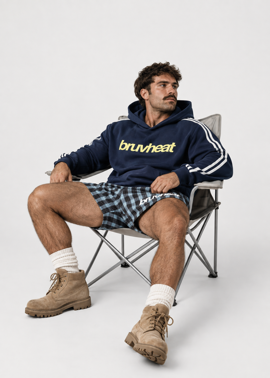 Hudson Brown & Blue Plaid Loose-Fit Shorts