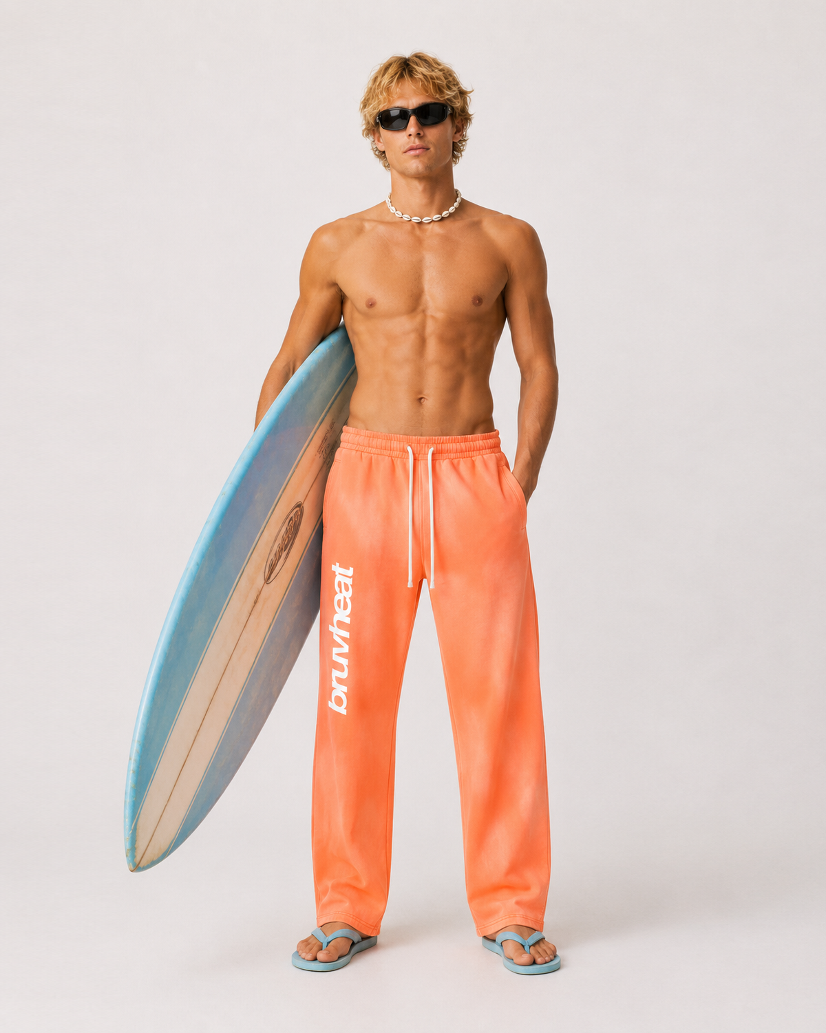Stryker Sunfade Orange Wide-Leg Fleece Sweatpants