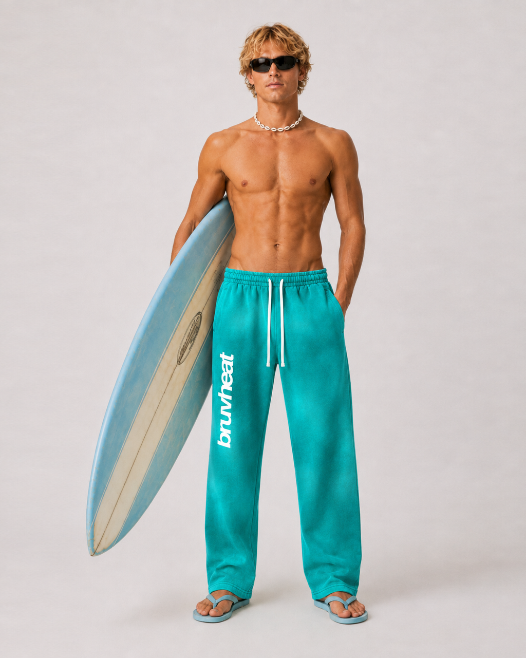 Stryker Sunfade Teal Wide-Leg Fleece Sweatpants