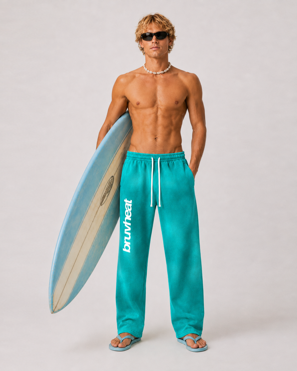 Stryker Sunfade Teal Wide-Leg Fleece Sweatpants
