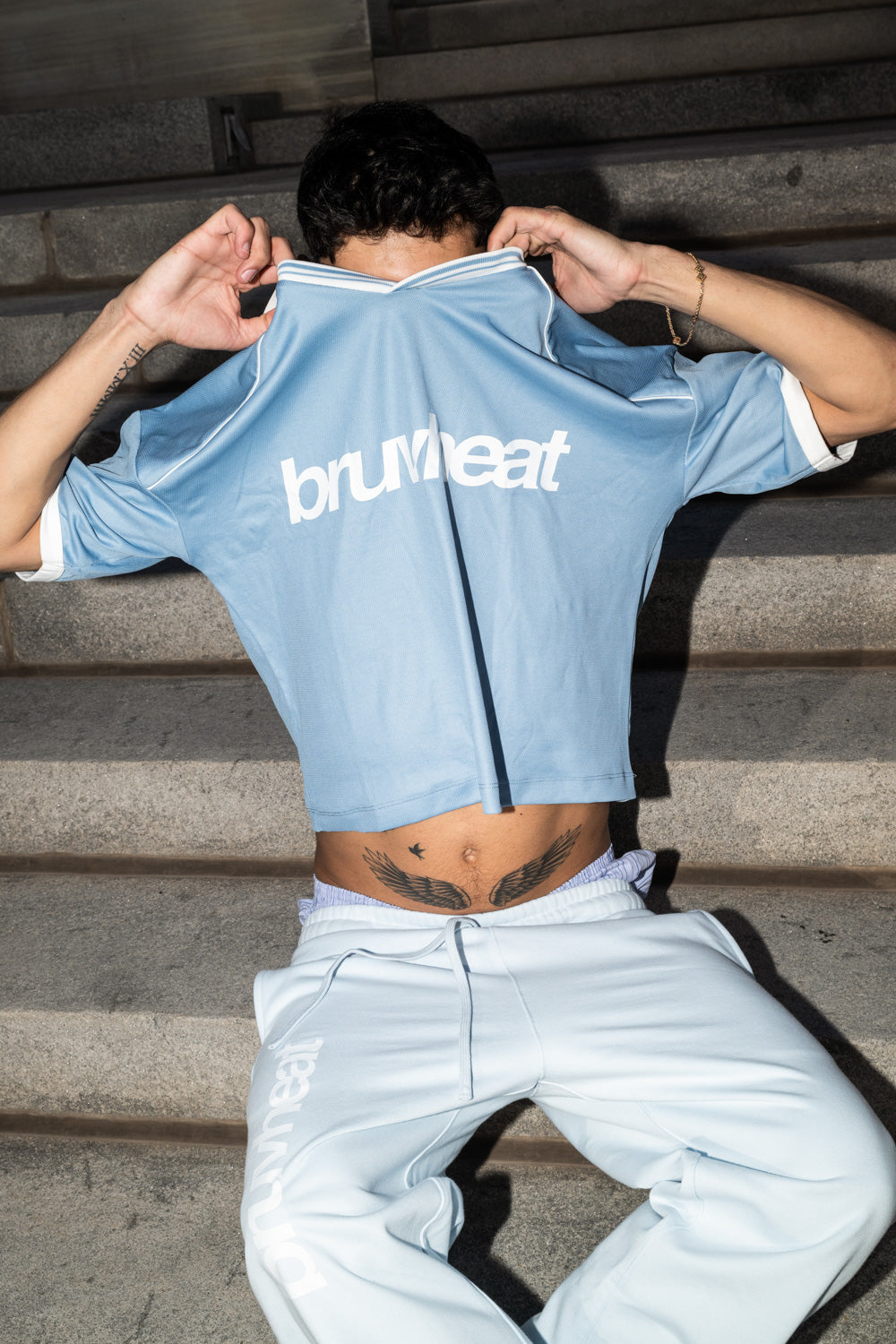 Crusher Blue Collared-Piping Boxy Soccer Jersey