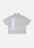 Hermosa Distressed White Plaid Boxy Shirt