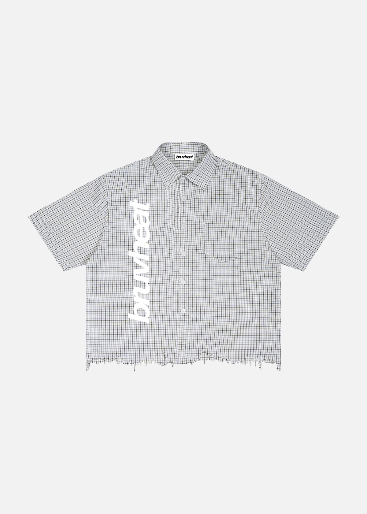 Hermosa Distressed White Plaid Boxy Shirt