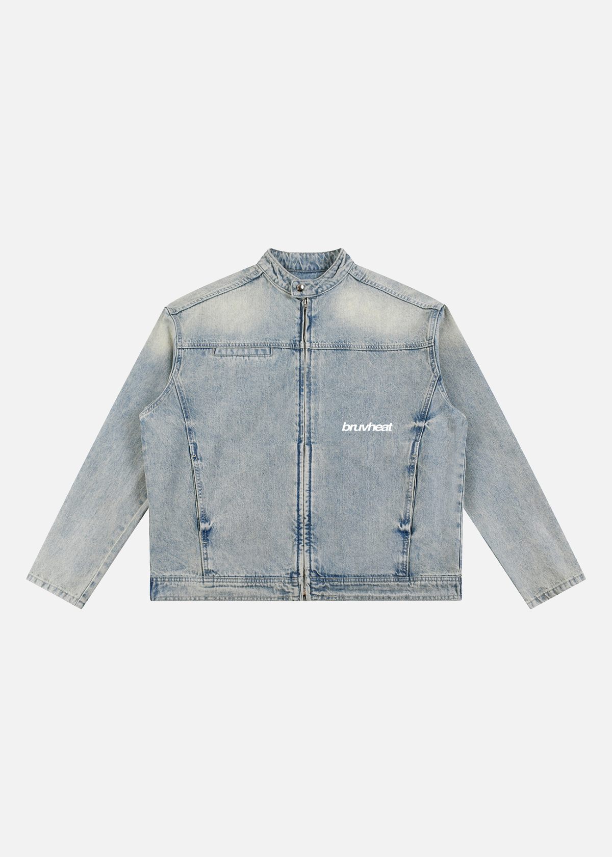 Mirage Vintage Wash Blue Zip Denim Jacket