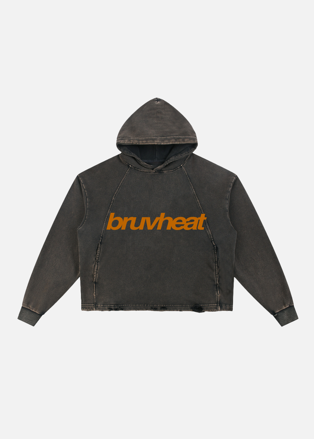 Declan Vintage Washed Black Frayed-Hem Hoodie