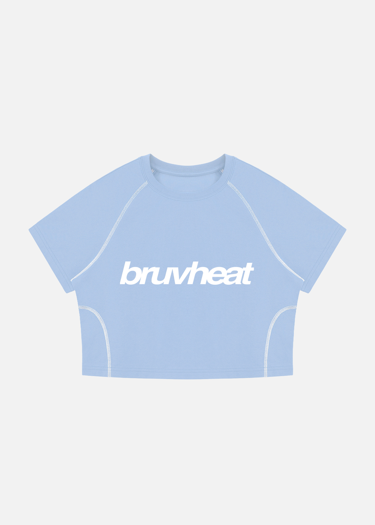 Crusher Sky Blue Contrast-Stitch Raglan Crop T-Shirt