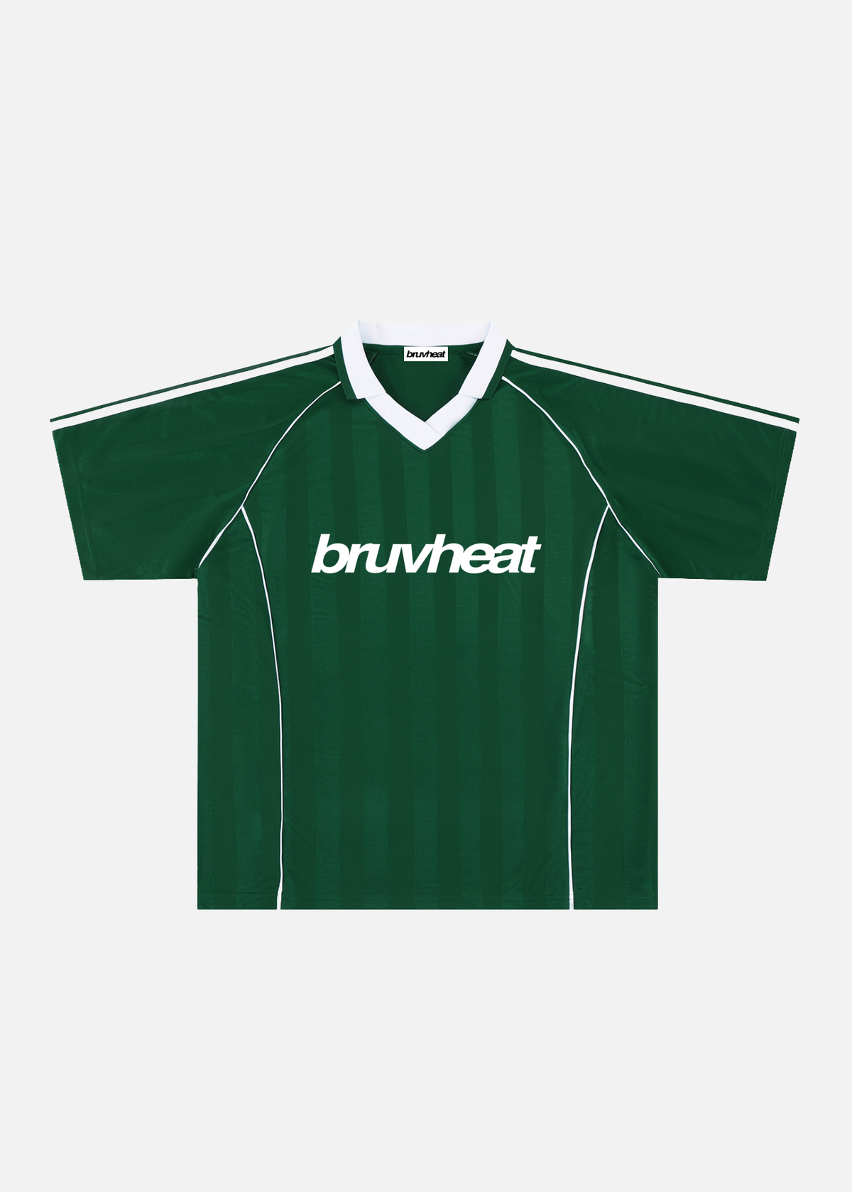 Austin Dark Green & White Striped Collared Soccer Jersey