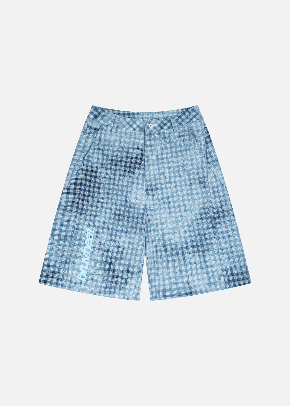 Chet Vintage Wash Blue Plaid Loose-Fit Shorts